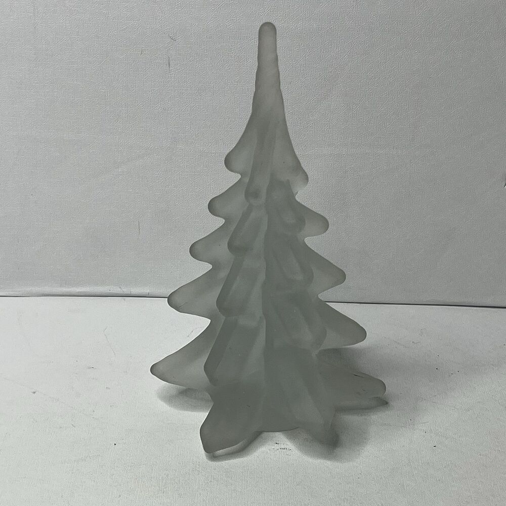 Vintage Frosted Art  Glass Christmas Tree Figurine 6”
